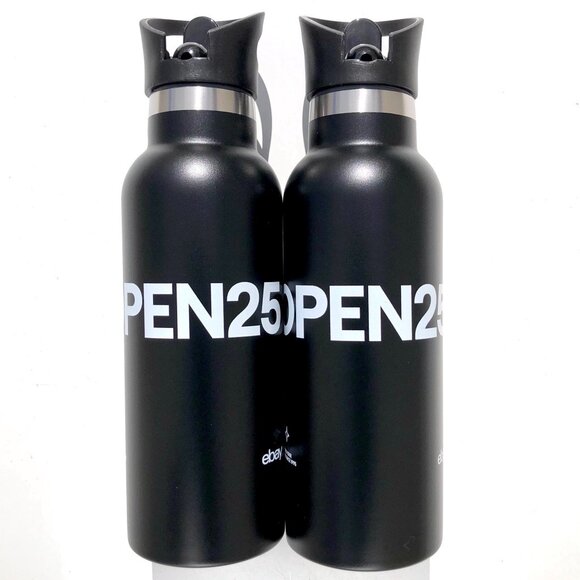 lot of 2 eBay Open25 Water Bottle 17 oz Black Stainless Steel black eBayana swag - Picture 1 of 6